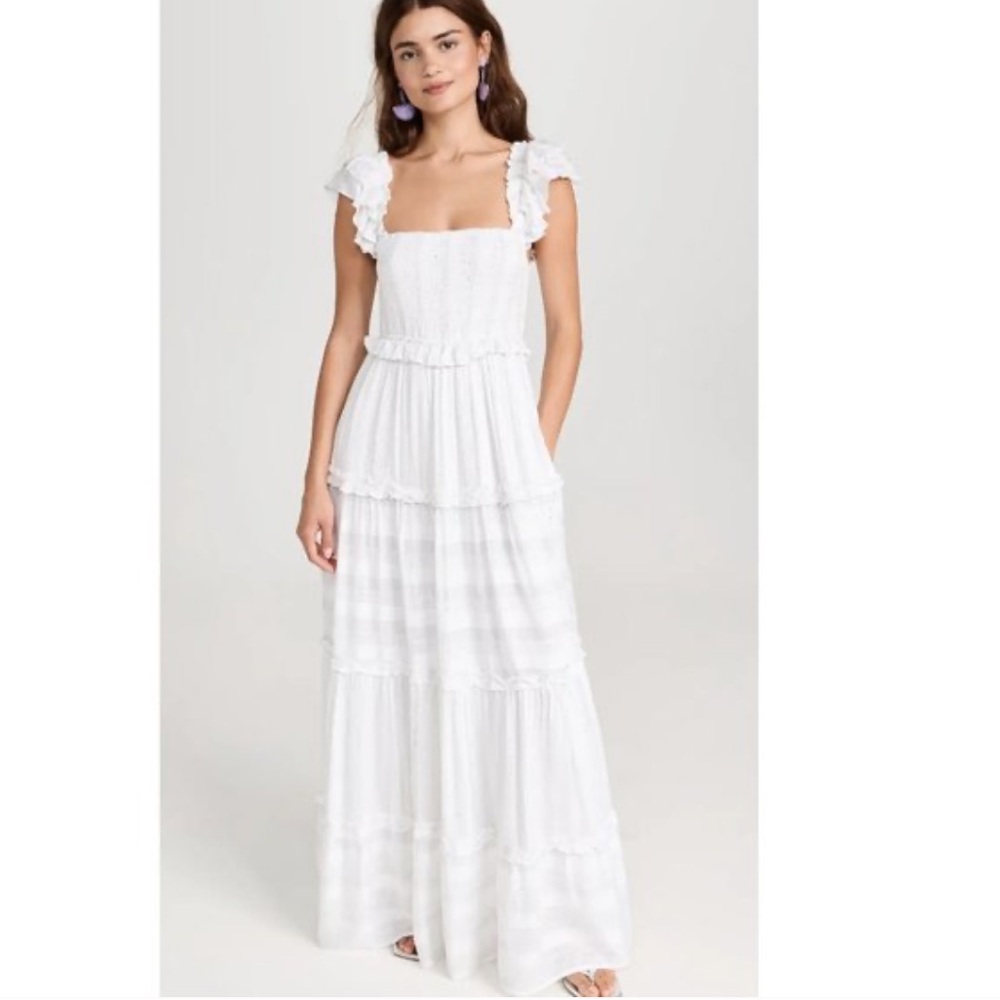 PQ Swim White Ruffle Tiered Maxi Dress